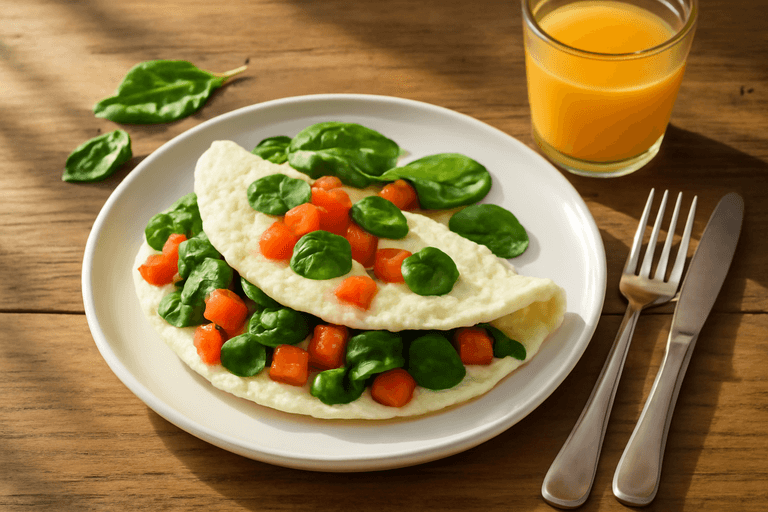 Omelette Clásico de Claras con Espinacas y Tomate