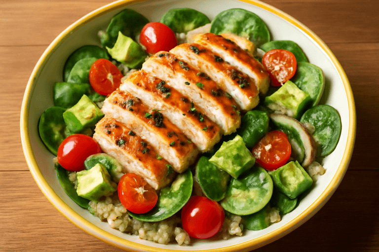 Ensalada de Pollo con Quinoa y Aguacate