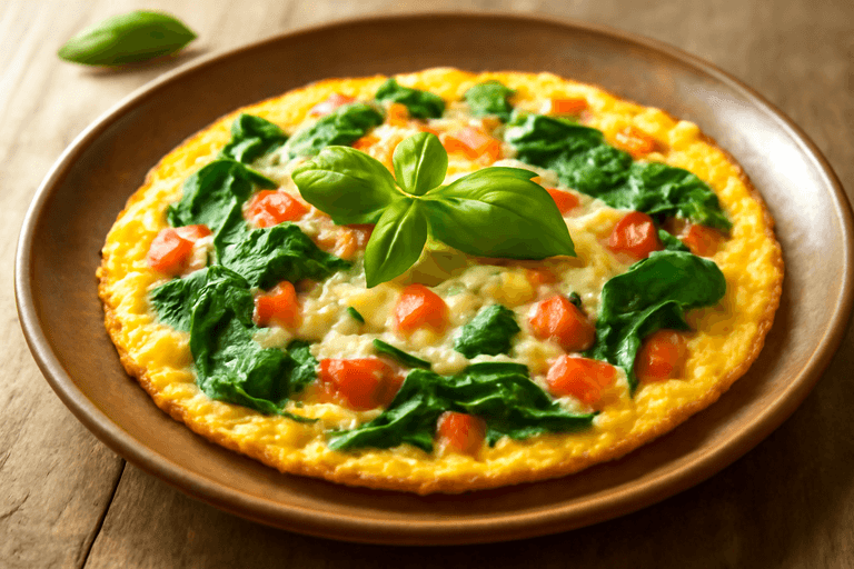 Proteinrik Frukostomelett med Spenat och Tomat