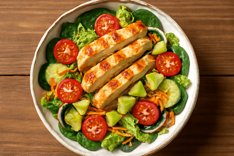 Ensalada Clásica de Pollo con Aguacate y Vinagreta de Limón