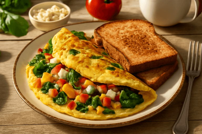 Energizing Veggie Omelette with Whole Grain Toast