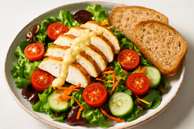 Klassieke kippensalade met volkorenbrood