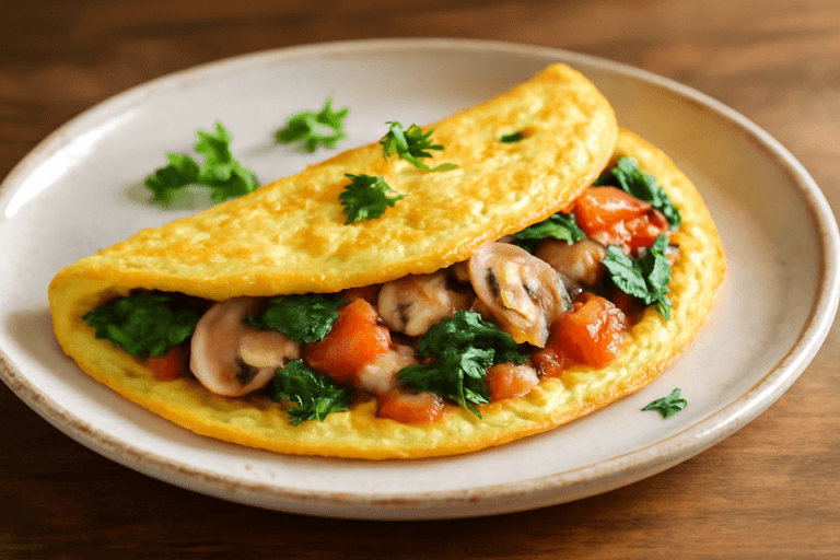 Omelette de vegetales clásico y ligero