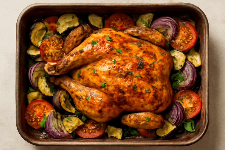 Pollo al Horno con Verduras Mediterráneas