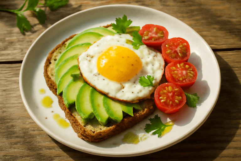 Mic dejun energizant cu ouă, avocado și roșii