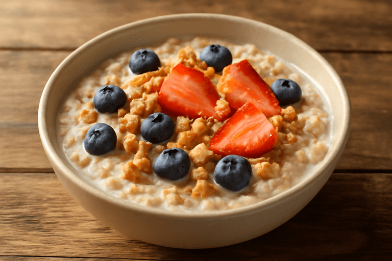 Klassisk havregröt med bär och nötter
