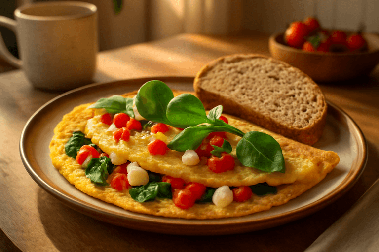 Omletă sănătoasă cu legume și brânză feta