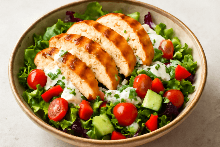 Lekka sałatka z grillowanym kurczakiem i warzywami