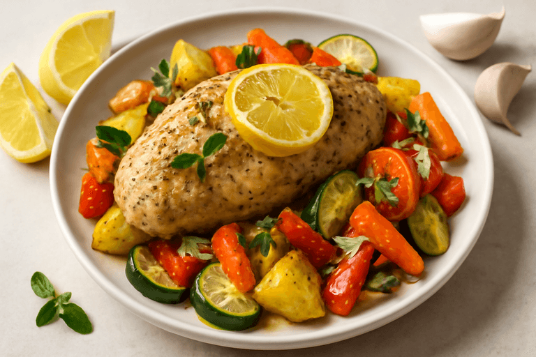 Κοτόπουλο στο Φούρνο με Λαχανικά & Λεμόνι