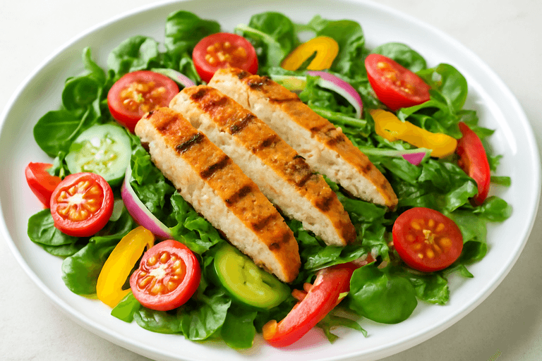 Leichter Hähnchensalat mit frischem Gemüse