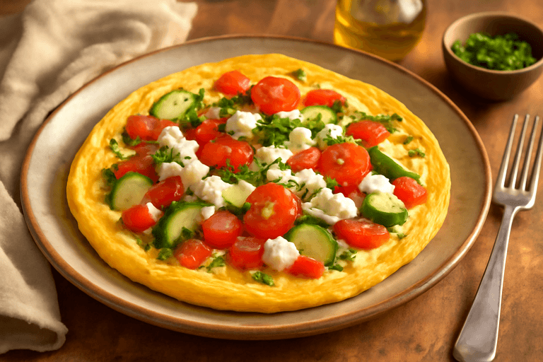 Omletă sănătoasă cu legume și brânză slabă