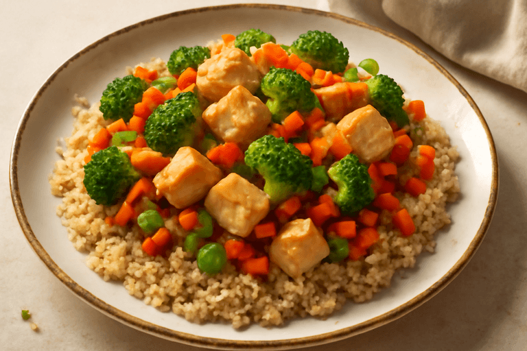 Куриное филе с овощами и киноа