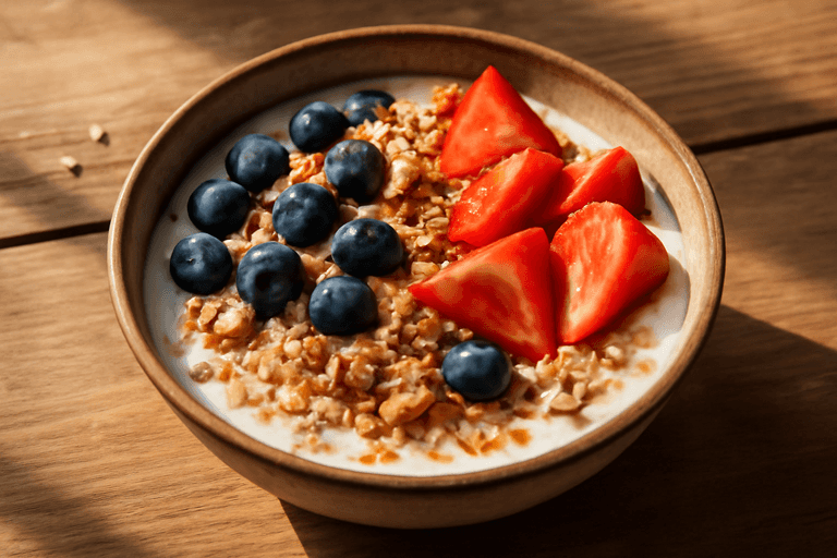 Energie-Frühstücks-Bowl mit Joghurt, Beeren & Nüssen