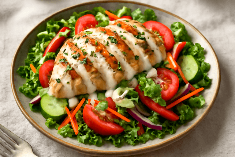 Sałatka z grillowanym kurczakiem i warzywami