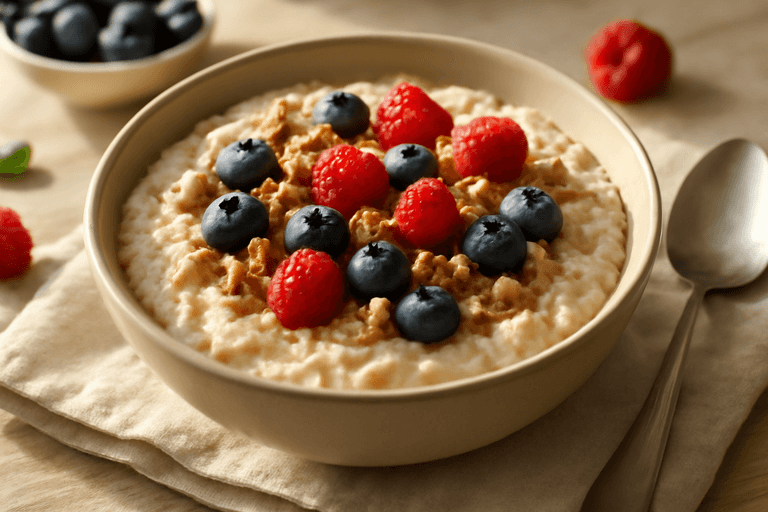 Proteinrik klassisk havregrøt med bær og nøtter