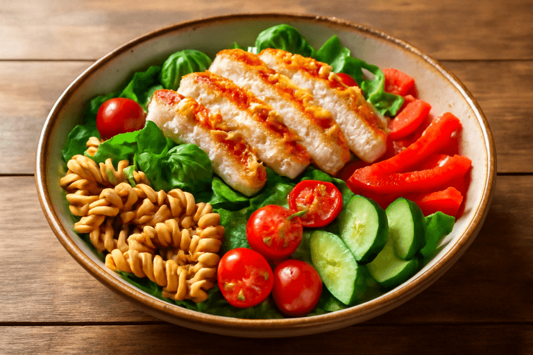 Fargerik Kyllingsalat med Fullkornspasta