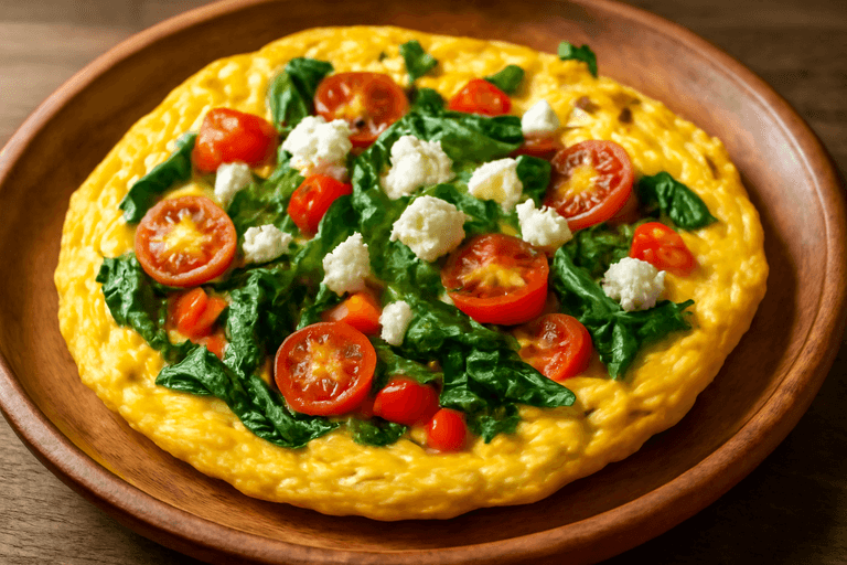 Omletă sănătoasă cu legume și brânză feta