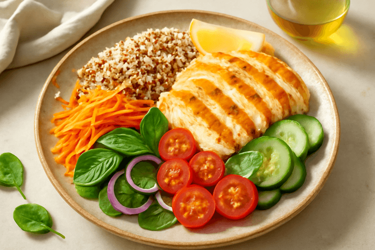 Klassieke Kippen-Groente Bowl met Quinoa