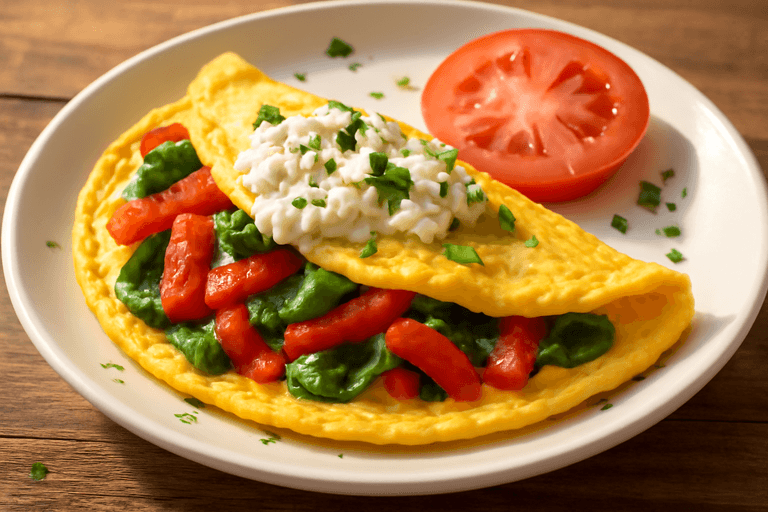 Omletă sănătoasă cu legume și brânză