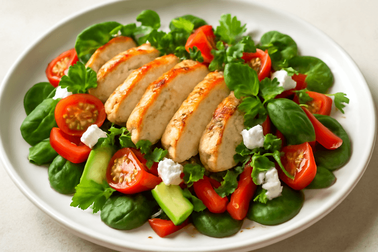 Sałatka z grillowanym kurczakiem i warzywami śródziemnomorskimi