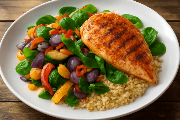 Grillowana pierś z kurczaka z warzywami i kaszą jaglaną