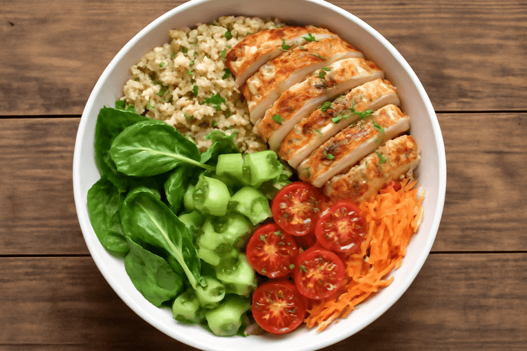 Kyckling- & Quinoasallad med Friska Grönsaker