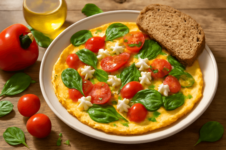 Omletă fresh cu legume și brânză slabă