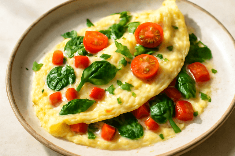 Omletă ușoară cu legume și brânză slabă