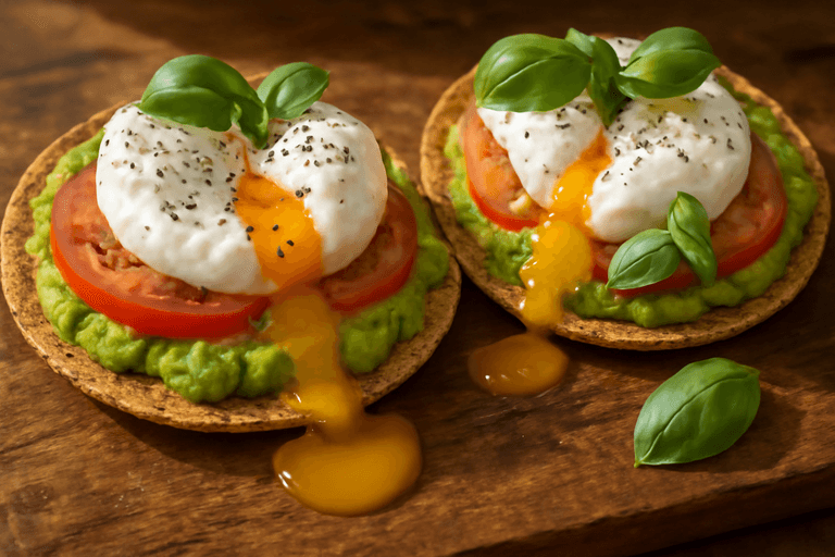 Tostadas Integrales con Aguacate, Huevo Poché y Tomate