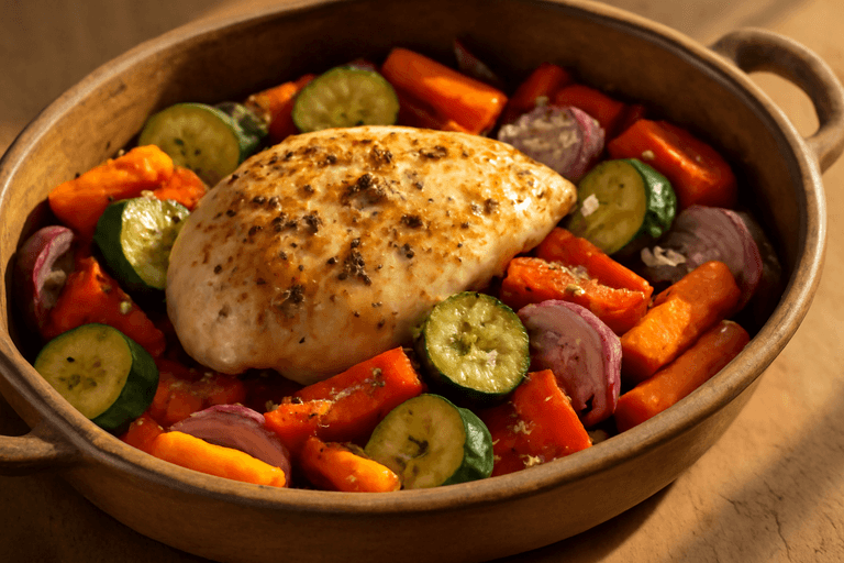 Pollo al Horno con Verduras Mediterráneas