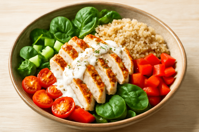 Ensalada Mediterránea de Pollo y Quinoa