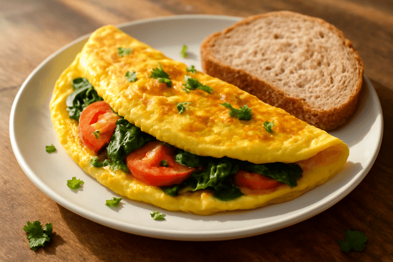 Omelette Clásica de Espinacas y Tomate