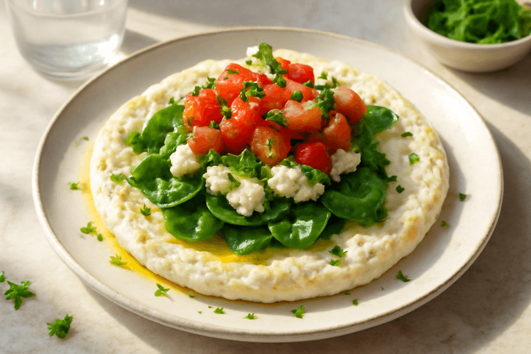 Tortilla de claras con espinacas y queso fresco
