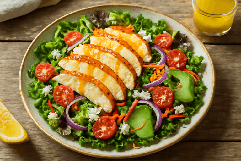 Lekka sałatka z grillowanym kurczakiem i warzywami