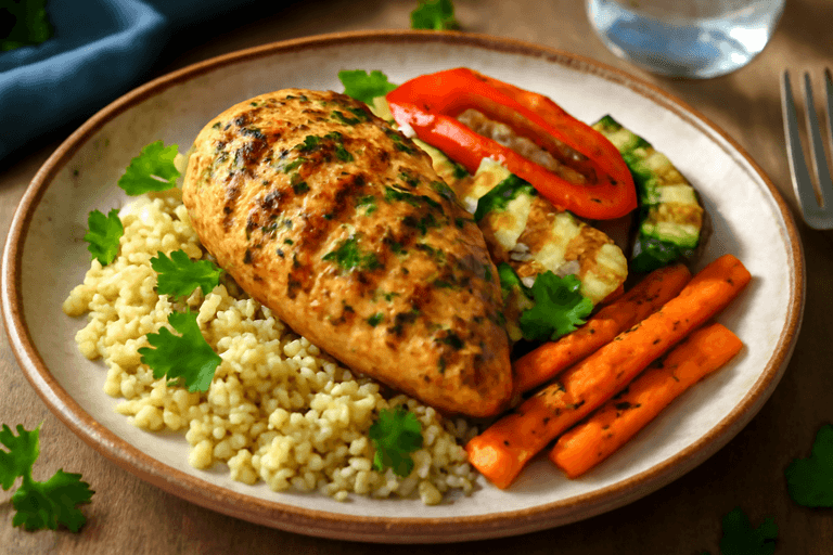 Klasyczny Grillowany Kurczak z Warzywami i Kaszą