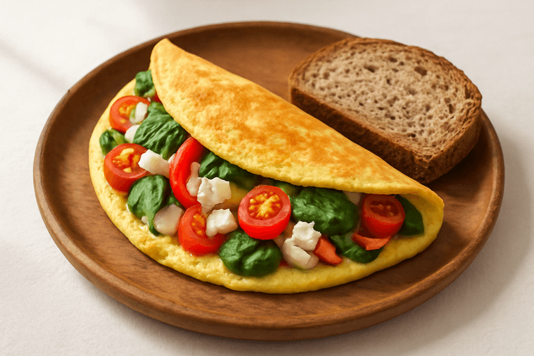 Omletă clasică cu legume și brânză slabă