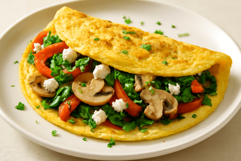 Omletă sănătoasă cu legume și brânză