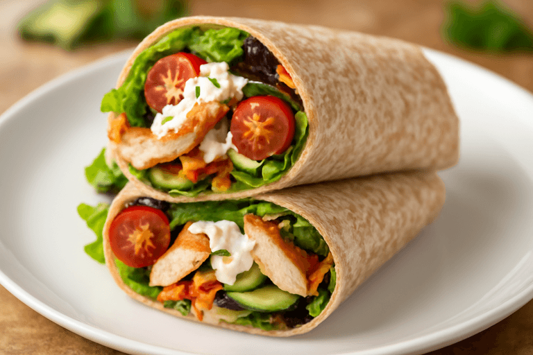 Energieboost Kippen Wraps met Groenten en Yoghurtdressing