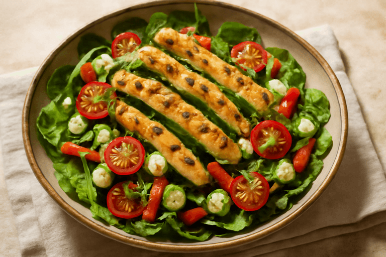 Leichter Hähnchen-Gemüse-Salat mit Zitronendressing