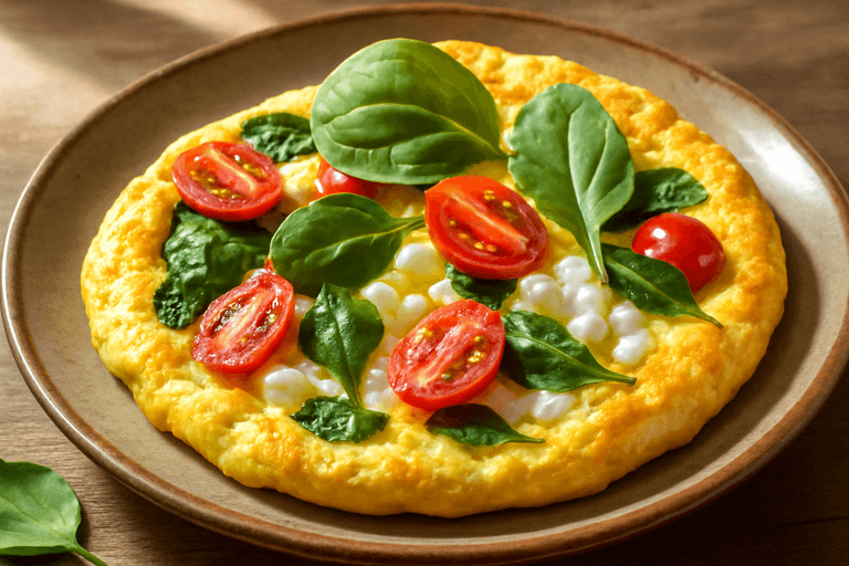 Omletă Proteică cu Spanac și Roșii