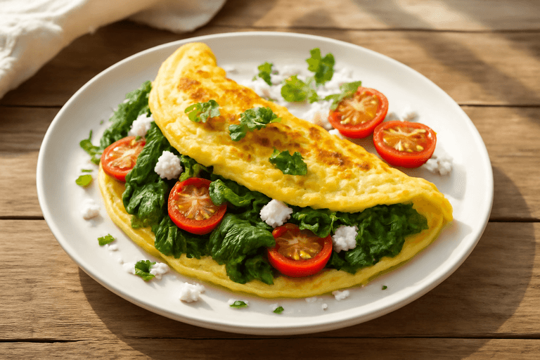 Proteinrik Omelett med Spenat och Tomat