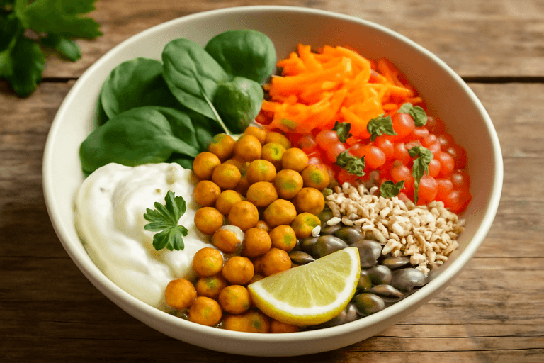 Proteinreiches Veggie-Power-Frühstücksbowl