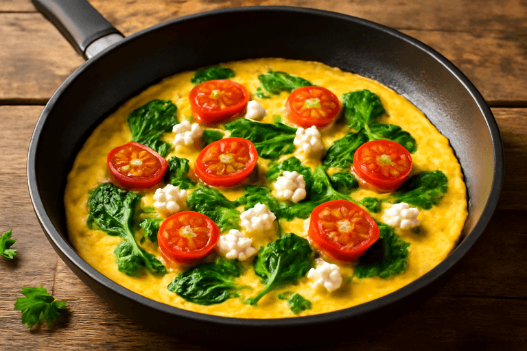 Omletă clasică cu legume și brânză feta