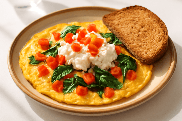 Omletă clasică cu legume și brânză, pentru energie și echilibru