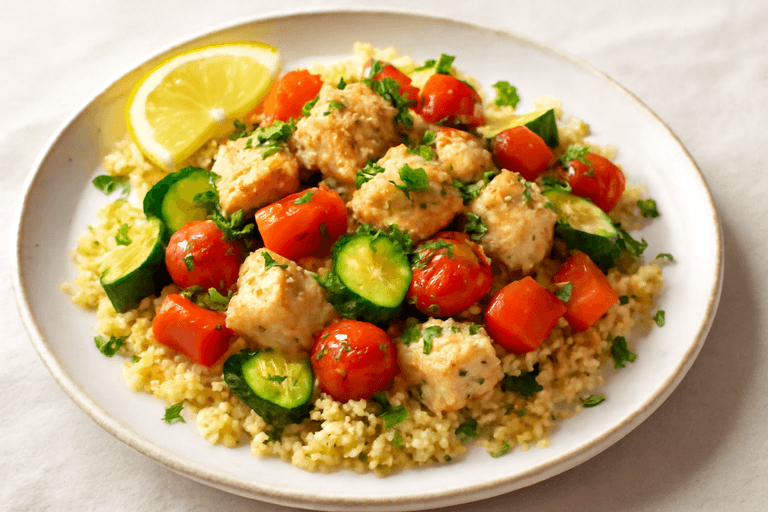 Pui la cuptor cu legume mediteraneene și quinoa