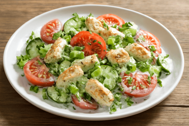 Leichter Hähnchen-Gurken-Salat mit Joghurt-Dressing