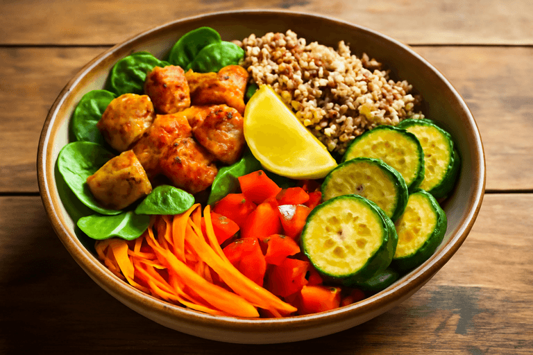 Kyckling- och grönsaksbowl med quinoa