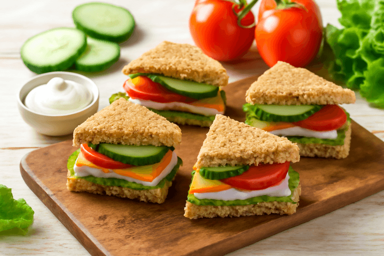 Kolorowy lunch klasyczny: Mini kanapki z indykiem i warzywami