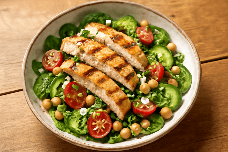 Salada Energética de Frango Mediterrâneo