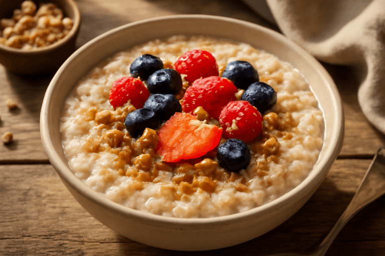 Energigivende havregrøt med bær og valnøtter